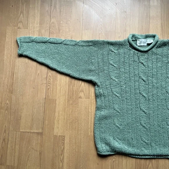 Vintage Jessie light green knit sweater with rolled collar - Size 36 - Picture 8 of 11